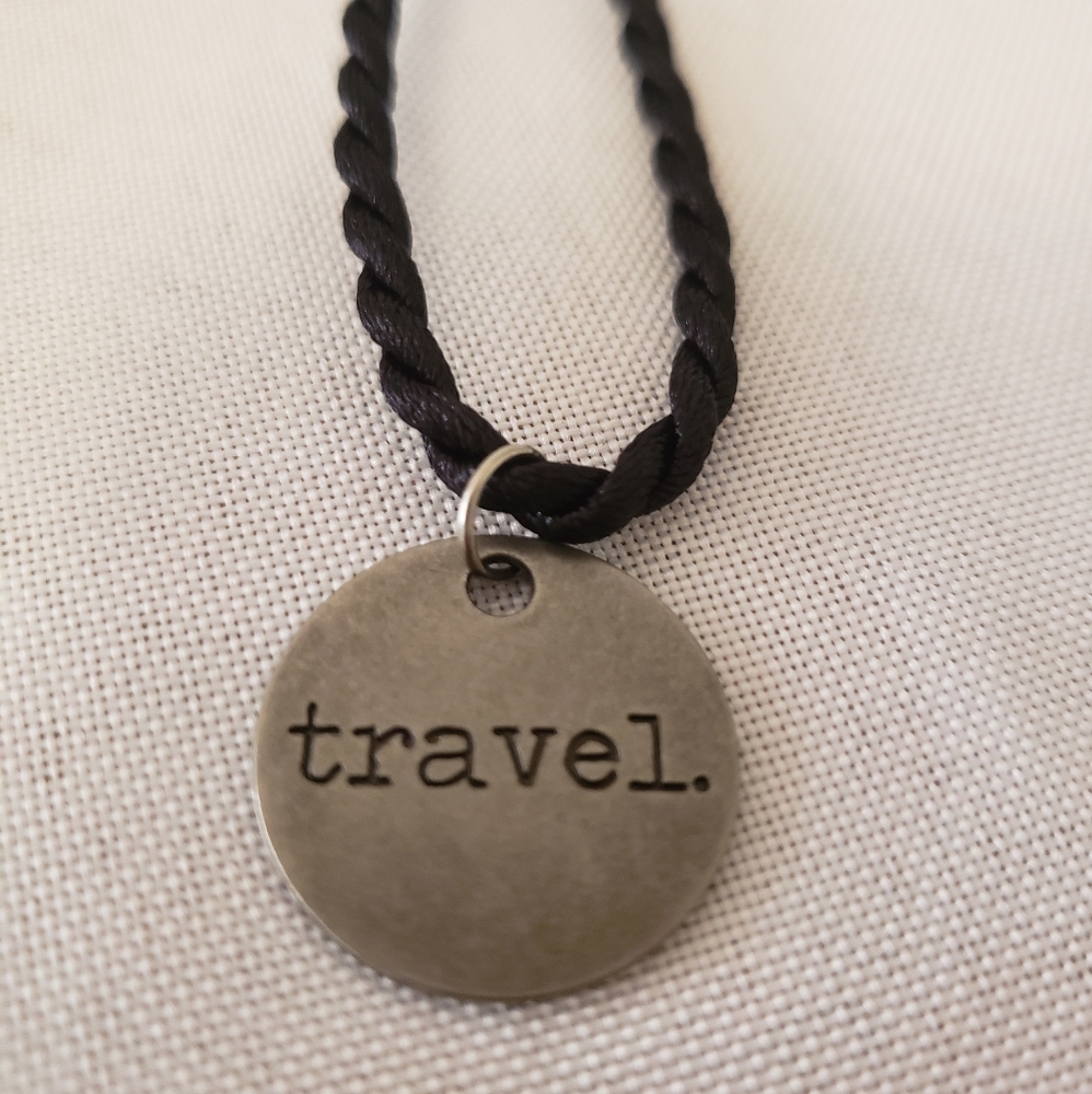 'Travel' stainless steel charm necklace 18"